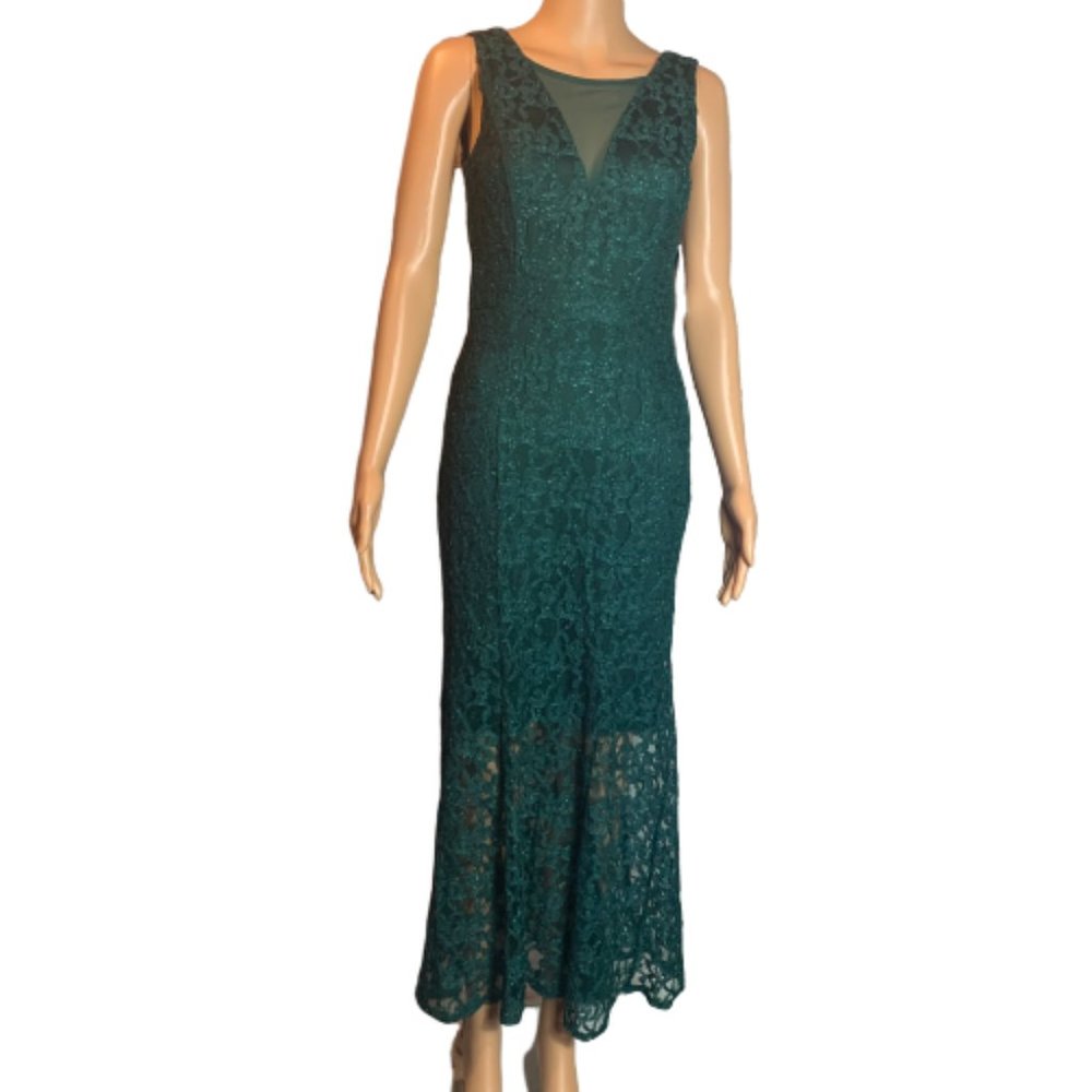 NWT Enfocus Mermaid Cut Green Lace Maxi Dress